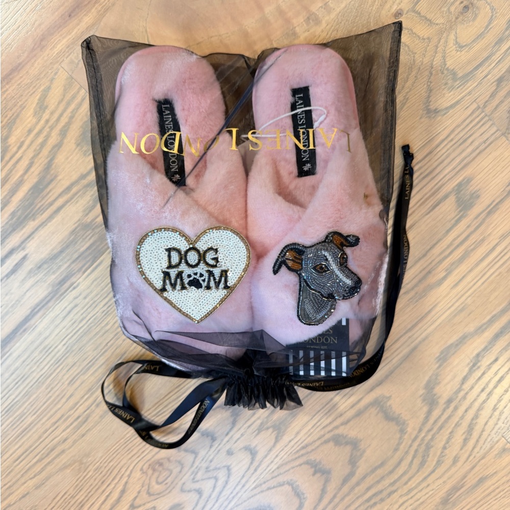 Wolf & Badger Laines London Pink Fuzzy Sighthound Dog Mom Slippers - Medium 7-8 - Picture 4 of 8